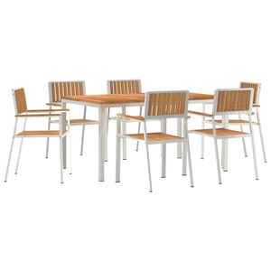 vidaXL Set dining pentru exterior 7 pcs Maro Lemn solid de tec