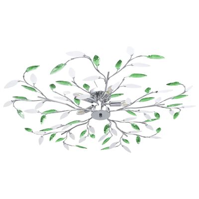 vidaXL Lustră cu brațe tip frunze cristal acrilic verde 5 becuri E14