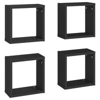 vidaXL Rafturi de perete cub, 4 buc., negru, 30x15x30 cm
