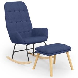 vidaXL Scaun balansoar cu taburet, albastru, material textil