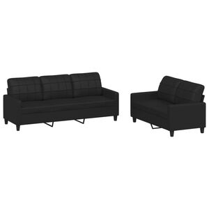 vidaXL Set de canapele cu perne, 2 piese, negru, piele ecologică