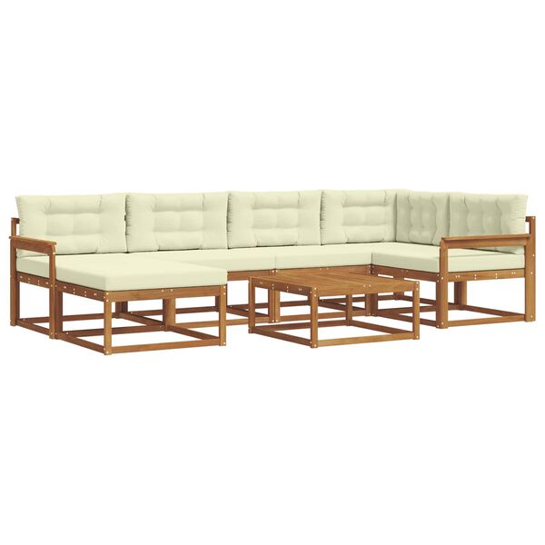vidaXL Set de canapele de exterior cu pernă 7 pcs Natural și Crem