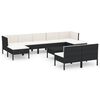 vidaXL Set mobilier de grădină cu perne, 10 piese, negru, poliratan