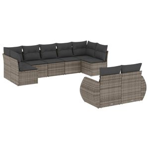 vidaXL Set canapele de grădină, 9 piese, cu perne, gri, poliratan