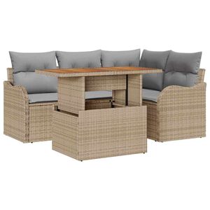 vidaXL Set de canapele pentru grădină 5 pcs Bej Rattan poli