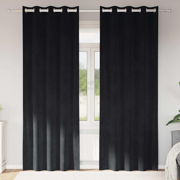 vidaXL Perdele opace 2 pcs Negru 140 x 260 cm Catifea