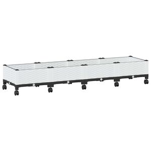 vidaXL Ghiveci de grădină cu roți Alb 160 x 40 x 33 cm PP