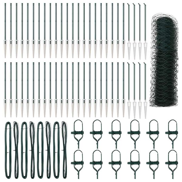 vidaXL St&acirc;lp de gard. Verde 100 x 0,4 m (plasă de 50 mm) Oțel și PVC