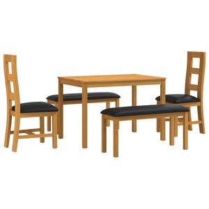 vidaXL Set de dining 5 buc. Negru Lemn de stejar masiv