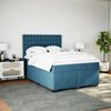 vidaXL Pat box spring cu saltea, albastru, 140x200 cm, catifea