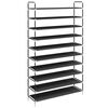 vidaXL Raft pantofi 10 etajere, Metal și material textil nețesut Negru