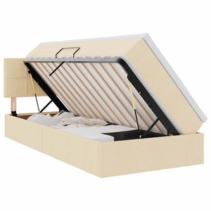 vidaXL Pat cu saltea și spațiu de depozitare Creme 90 x 190 cm Catifea