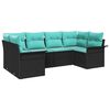 vidaXL Set de canapele pentru grădină 6 pcs Negru Rattan poli