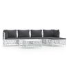 vidaXL Set mobilier de grădină, 6 piese, cu perne, alb, oțel