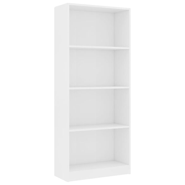 vidaXL Bibliotecă cu 4 rafturi, alb, 60x24x142 cm, lemn prelucrat