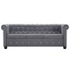 vidaXL Canapea Chesterfield cu 3 locuri, catifea, 199x75x72 cm, gri