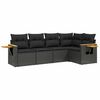 vidaXL Set mobilier de grădină cu perne, 5 piese, negru, poliratan