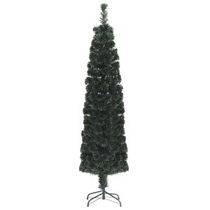vidaXL Brad Crăciun artificial subțire,suport/LED 120cm,fibră optică