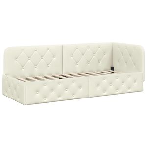 vidaXL Cadru de pat colțar cu headboard Crem 80 x 200 cm Catifea