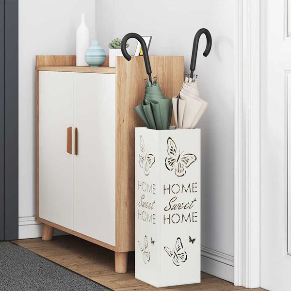 vidaXL Suport pentru umbrele Alb 15.5 x 15.5 x 49 cm Metal