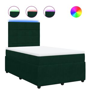 vidaXL Pat box spring cu saltea, verde &icirc;nchis, 120x190 cm, catifea