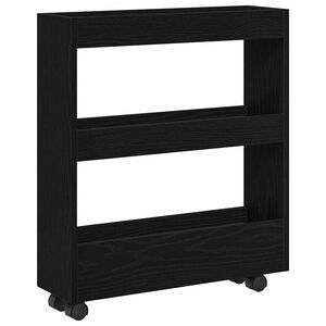 vidaXL Trolley pentru Depozitare &Icirc;ngust Stejar Negru 60 x 18 x 70 cm