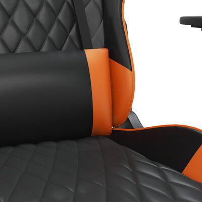 vidaXL Scaun de gaming cu suport picioare, negru/oranj, piele eco