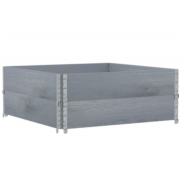 vidaXL Rame pentru paleți 2 buc. gri 100x100 cm lemn masiv de pin