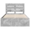 vidaXL Cadru de pat cu headboard Beton 120 x 200 cm Lemn de pin masiv