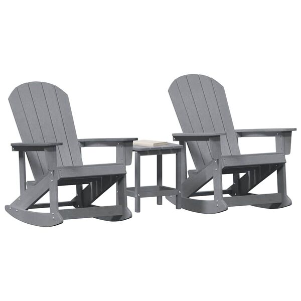 vidaXL Set de lounge pentru grădină 3 pcs Gri deschis HDPE