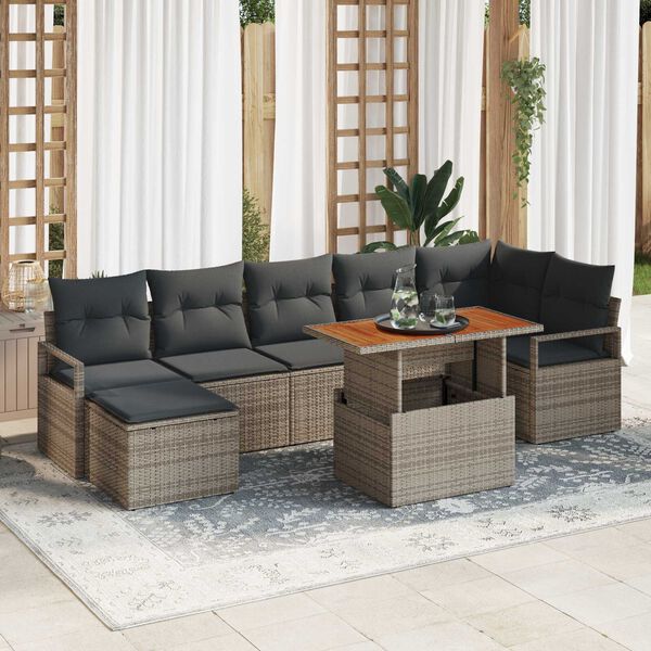 vidaXL Set de canapele pentru grădină 8 pcs Gri Rattan poli