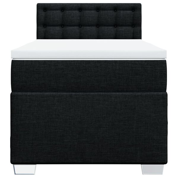 vidaXL Pat box spring cu saltea, negru, 80x200 cm, textil