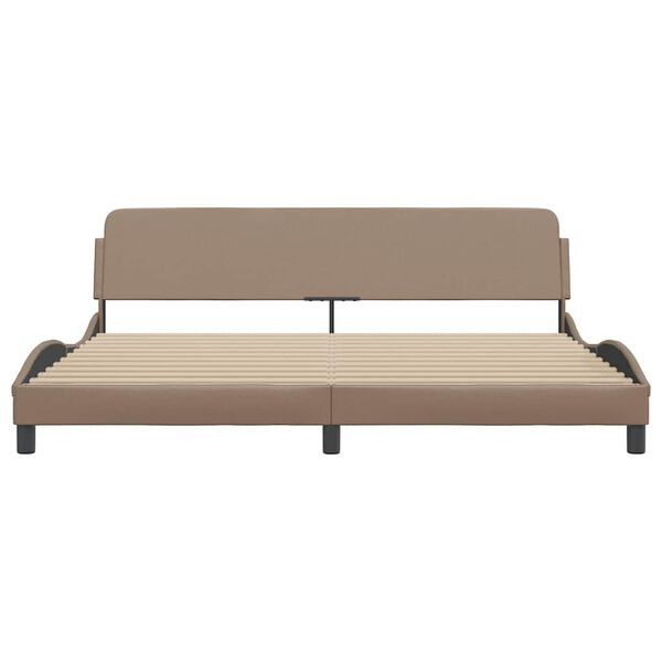 vidaXL Cadru de pat, Dover, cappuccino, 200x200 cm, piele ecologică