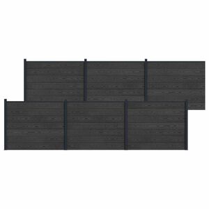 vidaXL Panou de Gardă 6 pcs WPC și Aluminiu Negru