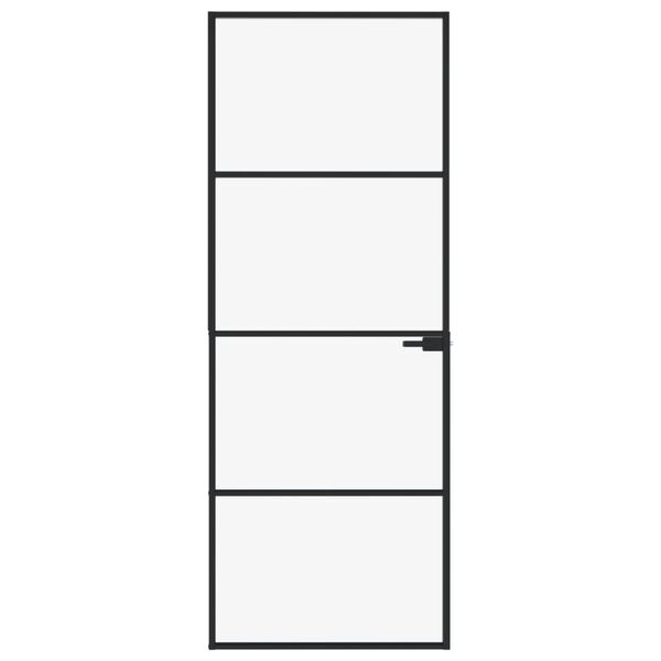 vidaXL Ușă de interior negru 76x201,5 cm sticlă securiz./aluminiu slim