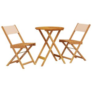 vidaXL Set mobilier bistro, 3 piese, textil bej/lemn masiv