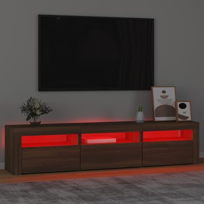 vidaXL Comodă TV cu lumini LED, stejar maro, 180x35x40 cm