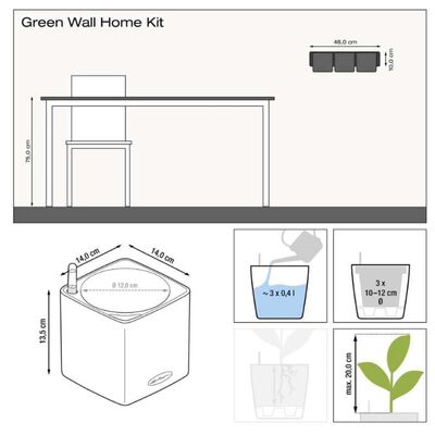 LECHUZA Jardiniere Green Wall Home Kit, 3 buc., alb