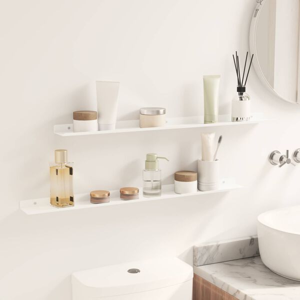 vidaXL Raft suspendat Pe perete 2 pcs Alb 80 x 9 x 2,5 cm Oțel