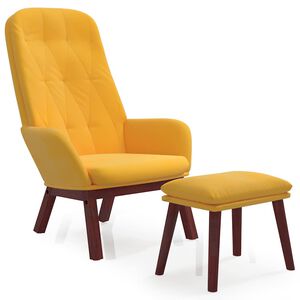 vidaXL Scaun de relaxare cu taburet, galben muștar, catifea