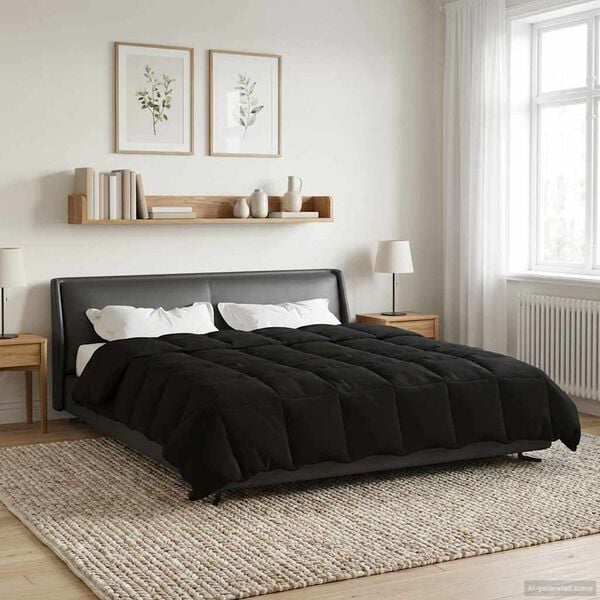 vidaXL Duvet de iarnă Patos Negru 220 x 240 cm Microfibră