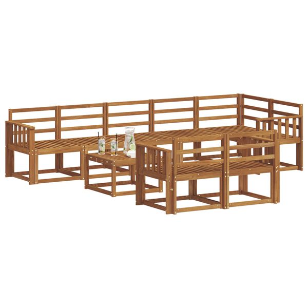 vidaXL Set de canapele de exterior 9 pcs natural Lemn Solid de Acacia