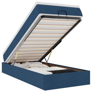 vidaXL Cadru de pat otoman cu saltea țesătură albastră 80x200cm