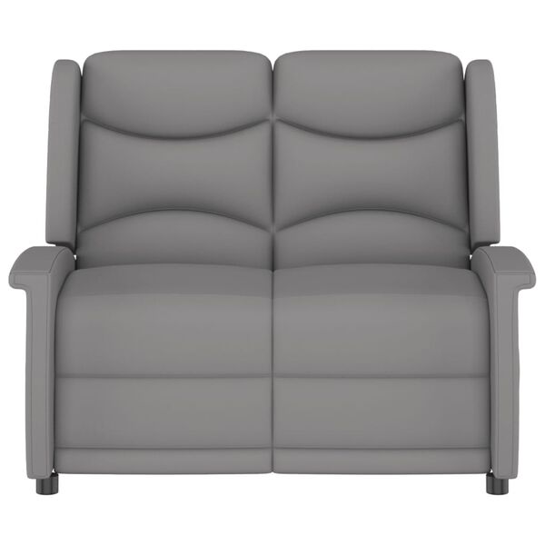 vidaXL Fotoliu rabatabil de masaj cu 2 locuri, gri deschis, microfibră