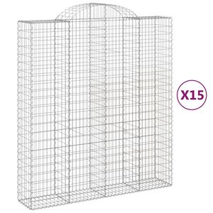 vidaXL Coșuri gabion arcuite, 15 buc 200x50x220/240cm, fier galvanizat