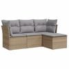 vidaXL Set canapele de grădină, 4 piese, cu perne, bej, poliratan