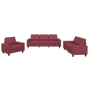 vidaXL Set de canapea, 3 piese, roșu vin, material textil