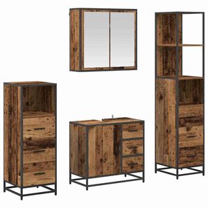 vidaXL Set de mobilier pentru baie 4 pcs Lemn Vechi Lemn compozit