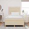 vidaXL Pat cu arcuri cu saltea cu headboard Crem 120 x 200 cm țesătură