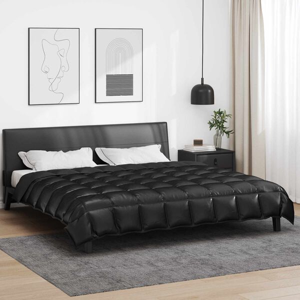 vidaXL Duvet de iarnă Negru 200 x 220 cm Satin și Microfibra
